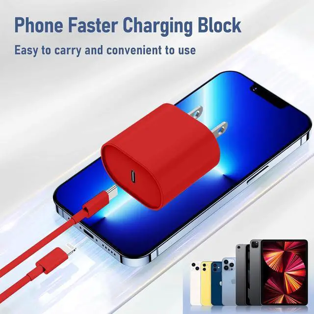 Alt view image 3 of 7 - Fast Charger for iPhone 14 13 12 Charge Fast Charging 2Pack 6FT+10FT USB C to L Cable with 20W USB C for i Phone Charger Block Compatible with iPhone 14 13 12 Pro/14 Plus/13 Pro Max - Red