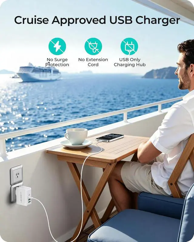 Alt view image 6 of 7 - Multiport International USB Wall Charger 4 Port European USB C Adapter Foldable Cell Phone Charger Block Cube Travel Power Adapter for US to UK EU Europe AU Cruise Approved Charging Hub