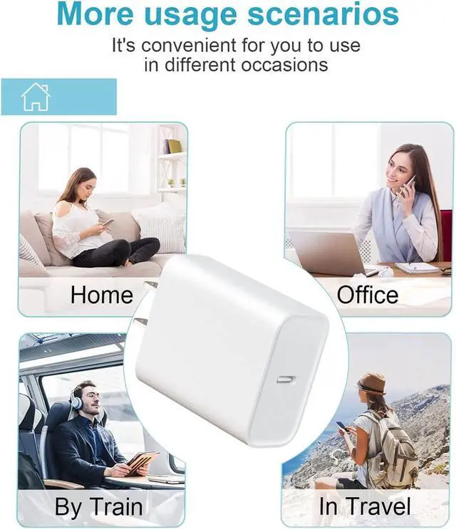 Alt view image 2 of 7 - Phone Charger Fast Charging 4 Pack 20W Portable Charger with 6FT USB C Cable for iPhone 17/Pro/Pro Max/17 Air/16/16 Pro/16 Pro Max/15/Plus/Pro/Pro Max (White USB Type C)