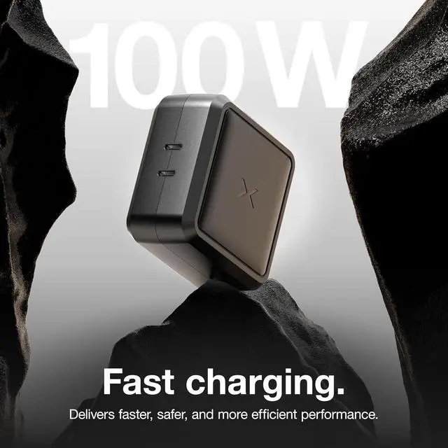 Alt view image 3 of 7 - XGrid X100: 100W USB-C Charger Dual Port GaN Power Adapter with PD 3.0 QC 4.0+ and PPS Fast Charging with Smart Power Distribution Foldable Wall Plug UL Listed