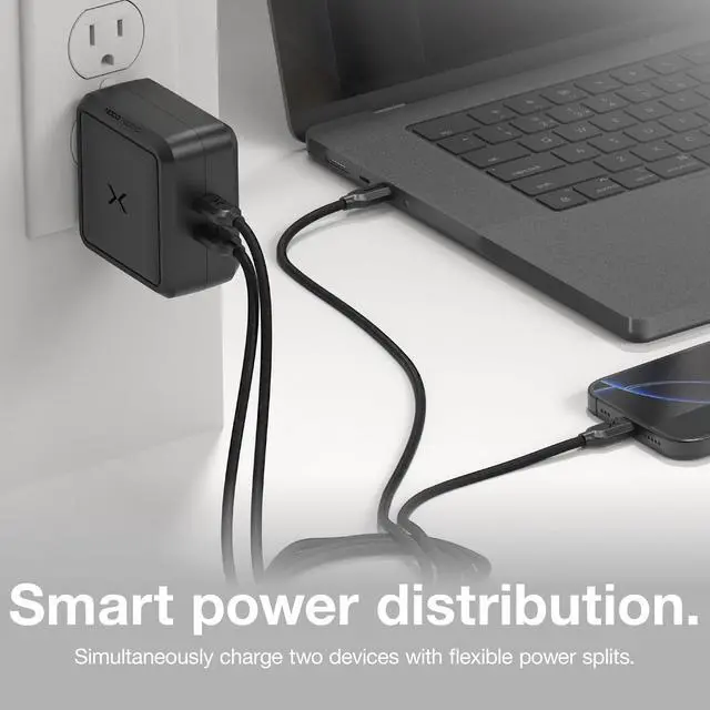 Alt view image 4 of 7 - XGrid X100: 100W USB-C Charger Dual Port GaN Power Adapter with PD 3.0 QC 4.0+ and PPS Fast Charging with Smart Power Distribution Foldable Wall Plug UL Listed