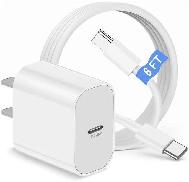 Main image of iPhone 17 16 15 Charger Block and 6ft Type C to C Cable Cord Long 20W USB C Fast Charging Plug for iPhone 17 Pro Max/17 Air/16 Pro Max/16 Plus/15 Pro/15/AirPods/iPad/Mini Wall Cube Brick Box