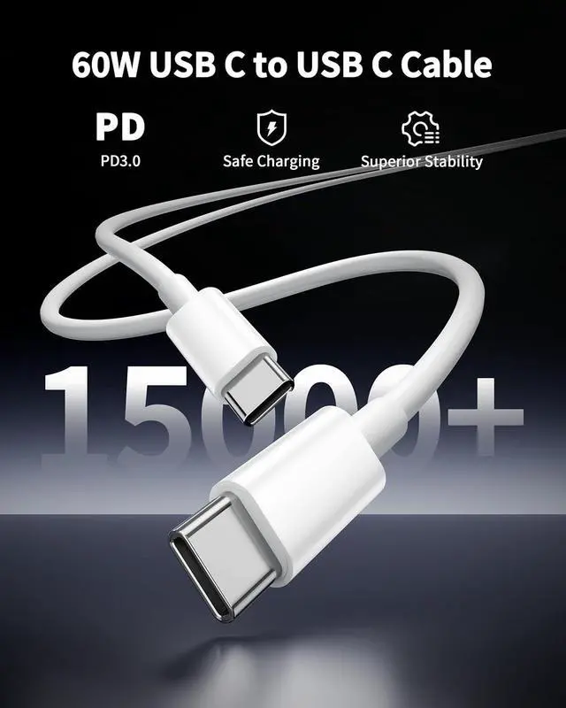 Alt view image 6 of 7 - 45W Super Fast Type C Charger USB C for Google Pixel 10/10 Pro/10 Pro XL Fold/9/9 Pro XL/8/8 Pro/7/6/5/4XL Android 2 Pack 45W Dual Port USB C Charger Fast Charging Block + 6FT/10FT Long Type C Cable