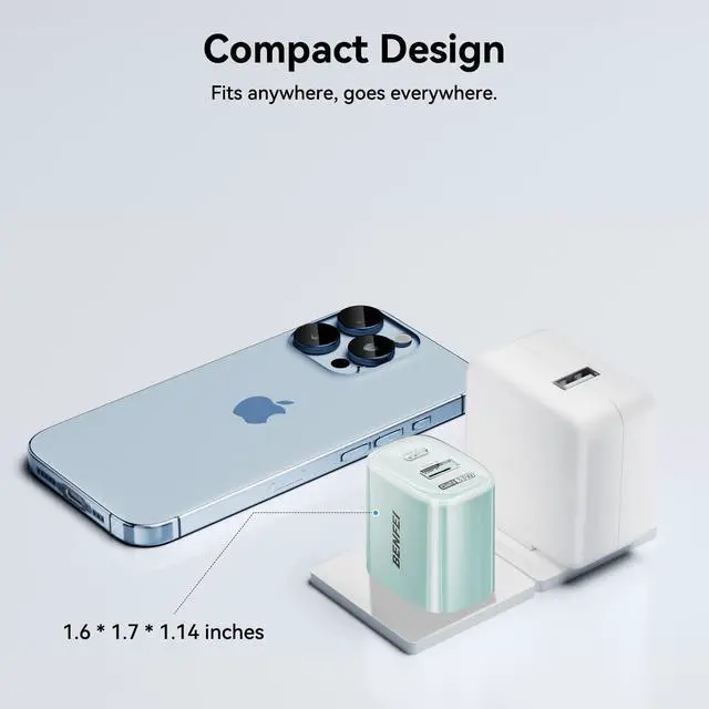 Alt view image 4 of 7 - 33W GaN USB C Fast Charger 2-Port Two-Tone Compact Wall Charger Block Portable Travel Charger for iPhone 17/16/15 Galaxy S25/S24/S23 Pixel 10/9/8 iPad AirPods MacBook Deck