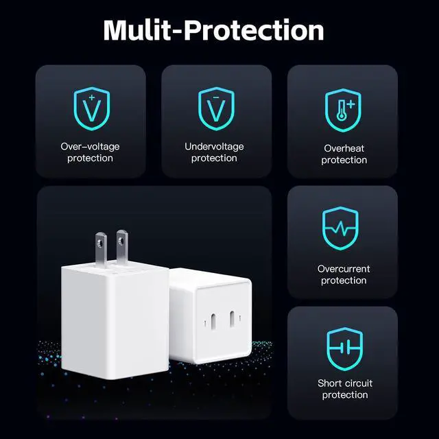 Alt view image 2 of 7 - USB-C Charger Block 72W Dual Port PD 3.0/QC 4.0 GaN C Chargers Fast Charging USB Wall Charger Power Adapter for iPhone 17 16 15 Google Pixel and More