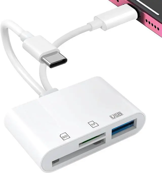 Main image of USB C SD Card Reader for iPhone iPad Lightning Dual Port SD Card Adapter Memory Card Readers for Digital Camera Adapters Support SD Micro SD USB3.0 Plug and Play