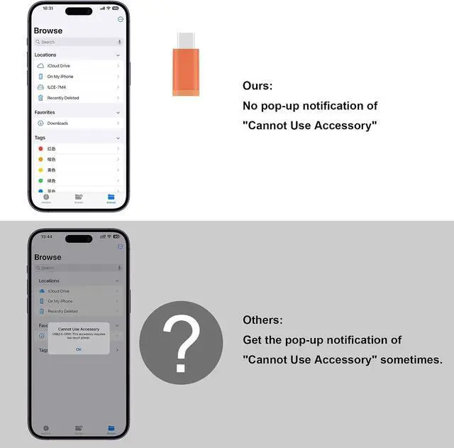 Alt view image 5 of 7 - SD Card Reader for iPhone Memory Card Reader with USB-C to Light-ning Adapter Plug and Play Trail Game Camera Micro SD Card Viewer Support SD/TF Card and USB for iPad No App Required (Orange)