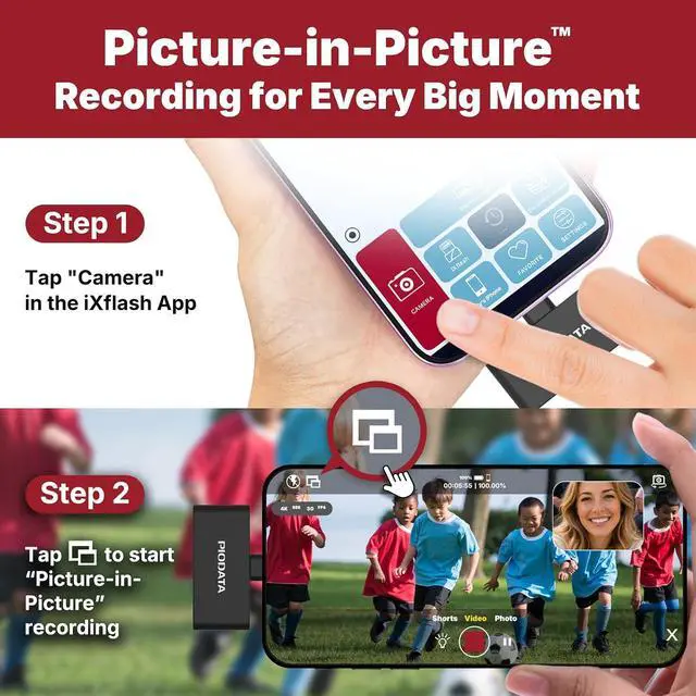 Alt view image 2 of 7 - Micro SD Card Reader for iPhone 17/16/15 iPad Android Mac PC Laptop USB C Memory Card Reader Adapter Auto Photo Backup While Charging MFi Photo Stick iXflash Q w/Free App Black