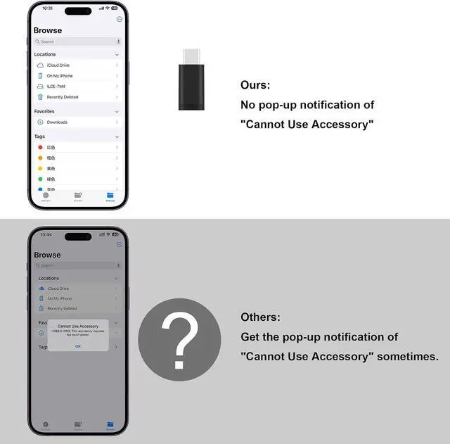 Alt view image 5 of 7 - SD Card Reader for iPhone Memory Card Reader with USB-C to Light-ning Adapter Plug and Play Trail Game Camera Micro SD Card Viewer Support SD/TF Card and USB for iPad No App Required (Black)