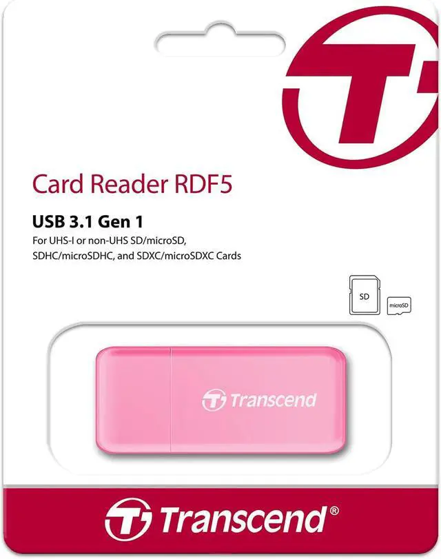 Alt view image 2 of 7 - USB 3.1 SDHC/SDXC/ microSDHC/SDXC Card Reader TS-RDF5R (Pink)