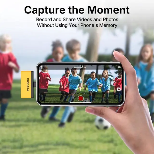 Alt view image 6 of 7 - Micro SD Card Reader for iPhone 17/16/15 iPad Android Mac PC Laptop USB C Memory Card Reader Adapter Auto Photo Backup While Charging MFi Photo Stick iXflash Q w/Free App Yellow