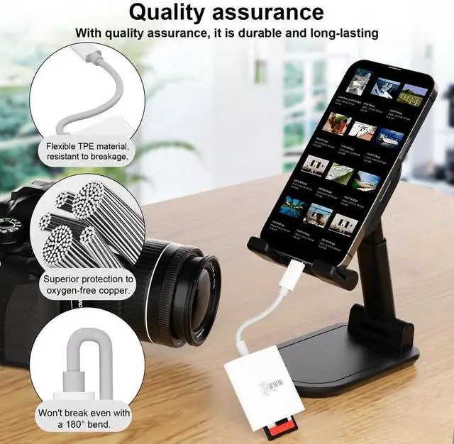 Alt view image 3 of 7 - SD Card Reader SD Card Reader for iPhone 17/16/15 Pro Max/iPad/MacBook USB C SD Cards Reader for Camera Viewer Support SD Micro SD & TF Card Plug and Play No App Driver Required