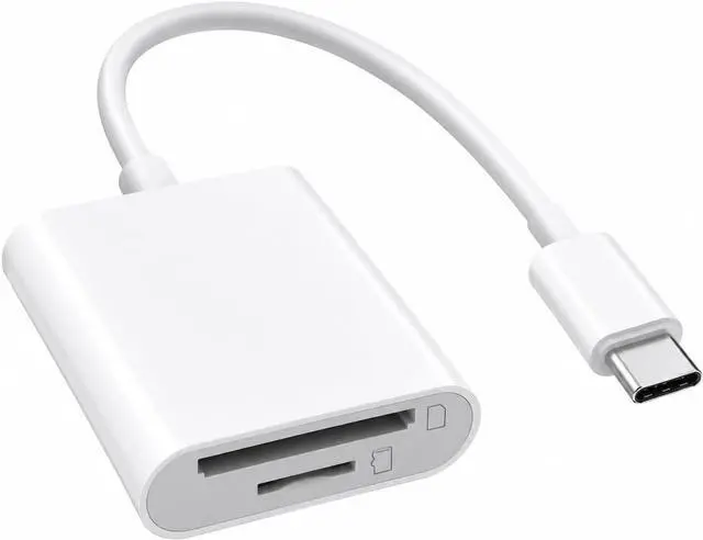 Main image of 2-in-1 USB-C SD & MicroSD Card Reader for iPhone 17/16/15 iPad MacBook Pro/Air Android & PC Plug & Play Adapter Supports SD/TF Cards up to 512 GB | Fast 16 MB/s Transfer Speed | White