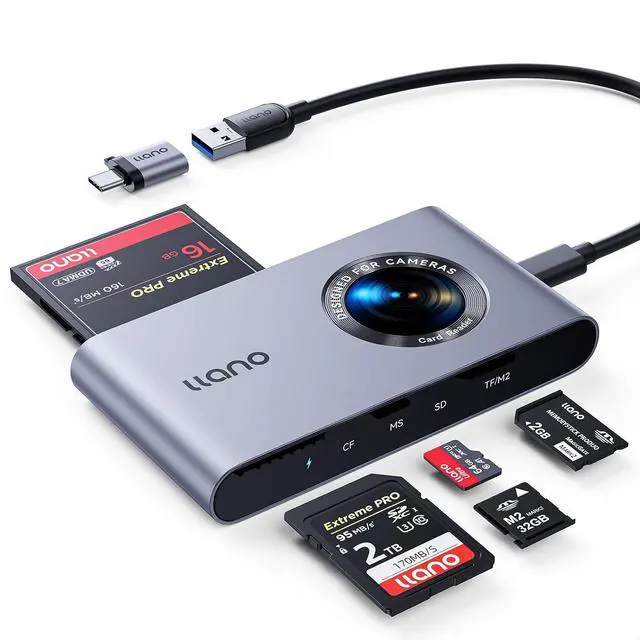 Main image of 5-in-1 Micro SD Card Reader USB-C Memory Card Reader Supports SD/TF/MS/CF/M2 Cards Plug and Play 4 Cards Simultaneously Read and Write Compatible with Windows Linux MAC OS and Chrome OS