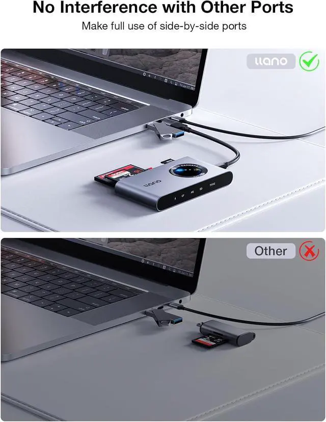 Alt view image 5 of 7 - 5-in-1 Micro SD Card Reader USB-C Memory Card Reader Supports SD/TF/MS/CF/M2 Cards Plug and Play 4 Cards Simultaneously Read and Write Compatible with Windows Linux MAC OS and Chrome OS