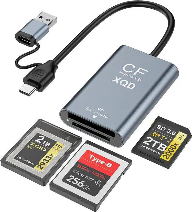 Main image of CFexpress Type B & XQD Card Reader with SD USB C 3.2 Gen 2 10Gbps High Speed Dual Slot Memory Card Reader Supports SD UHS-II/UHS-I Aluminum Alloy