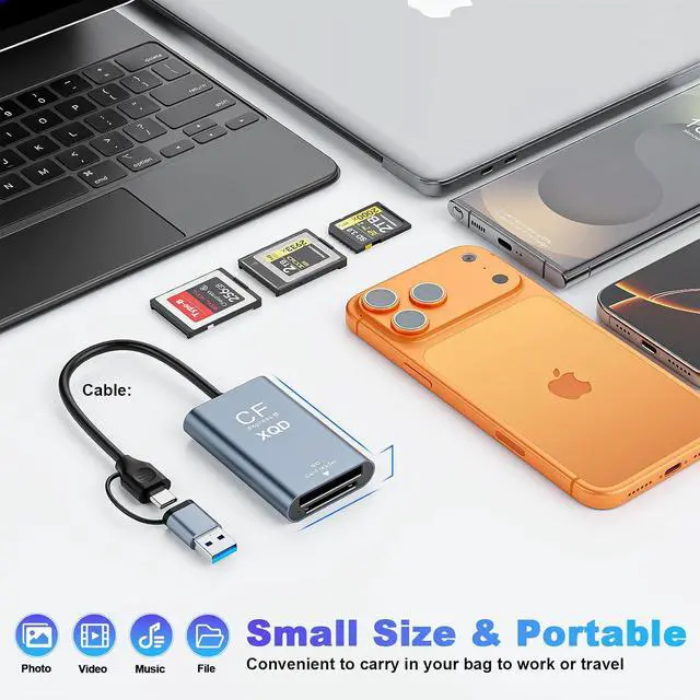 Alt view image 5 of 7 - CFexpress Type B & XQD Card Reader with SD USB C 3.2 Gen 2 10Gbps High Speed Dual Slot Memory Card Reader Supports SD UHS-II/UHS-I Aluminum Alloy
