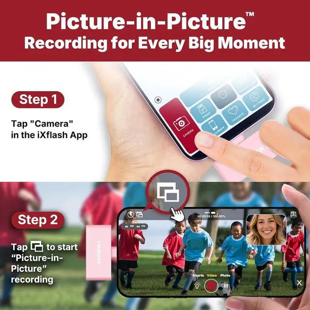 Alt view image 2 of 7 - Micro SD Card Reader for iPhone 17/16/15 iPad Android Mac PC Laptop USB C Memory Card Reader Adapter Auto Photo Backup While Charging MFi Photo Stick iXflash Q w/Free App Pink