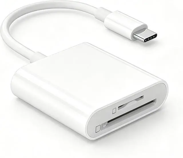 Main image of USB C SD Card Reader Type C SD Card Reader Supports SD and Micro SD Memory Card Adapters for iPhone 15 16 17/iPad/MacBook/Mac Trail Camera Viewer Plug and Play -2 Slots