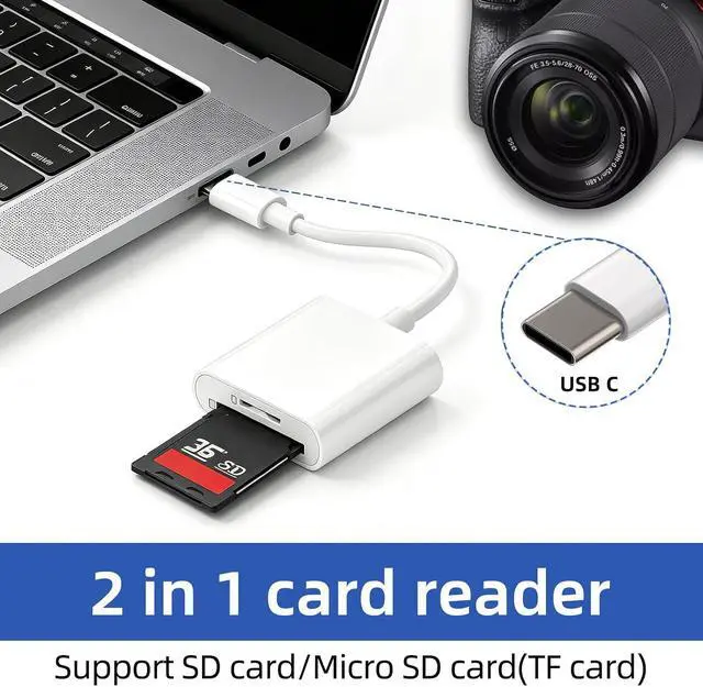 Alt view image 3 of 4 - USB C SD Card Reader Type C SD Card Reader Supports SD and Micro SD Memory Card Adapters for iPhone 15 16 17/iPad/MacBook/Mac Trail Camera Viewer Plug and Play -2 Slots
