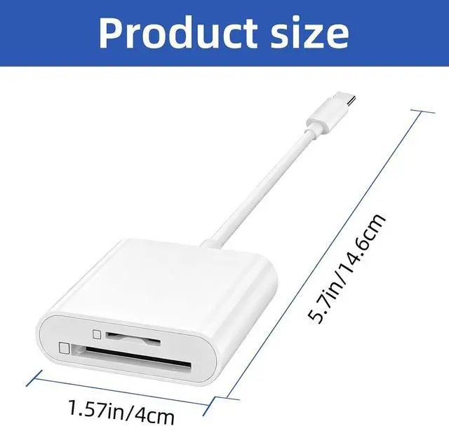 Alt view image 4 of 4 - USB C SD Card Reader Type C SD Card Reader Supports SD and Micro SD Memory Card Adapters for iPhone 15 16 17/iPad/MacBook/Mac Trail Camera Viewer Plug and Play -2 Slots