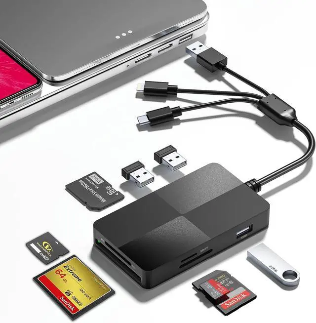 Main image of Memory Stick Pro Duo Adapter - 8 in 1 SD/TF/MS/CF/xD-Picture-Card Multi Computer Memory Card Readers with 3 USB 2.0 Ports for iPhone/Laptop/USB-C Device/Memory Stick Pro Duo Mark2/SD/XD Card Reader