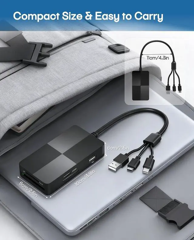Alt view image 7 of 7 - Memory Stick Pro Duo Adapter - 8 in 1 SD/TF/MS/CF/xD-Picture-Card Multi Computer Memory Card Readers with 3 USB 2.0 Ports for iPhone/Laptop/USB-C Device/Memory Stick Pro Duo Mark2/SD/XD Card Reader