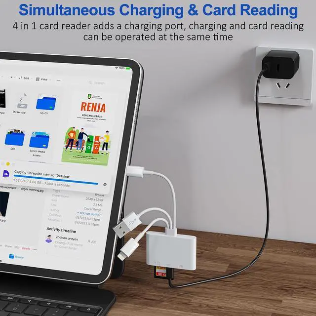 Alt view image 6 of 7 - 4 in 1 SD Card Reader for iPhone USB-C/Lightning/USB-A OTG Adapter Fast Photo Transfer from Digital Camera SD/TF Card to Phone SD/Micro SD Card Adapter for iPhone iPad Android USB Flash Drive