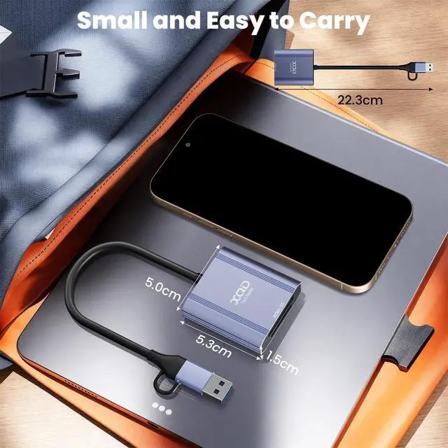 Alt view image 7 of 7 - XQD Card Reader - Aluminum 2 in 1 XQD/SD Memory Card Adapter for iPhone 17/16/15 Windows Mac OS Android 5Gpbs USB 3.0 XQD Reader Support Sony G/M Series Lexar 2933x/1400x USB Mark XQD Card