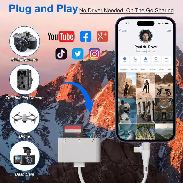 Alt view image 6 of 7 - XD Card Reader for Lightning/USB C 3 in 1 SD Card Reader XD/SD/TF XD Picture Card Reader for iPhone 17/16/15/14/Macbook/Android/PC/Computer/Laptop Plug & Play