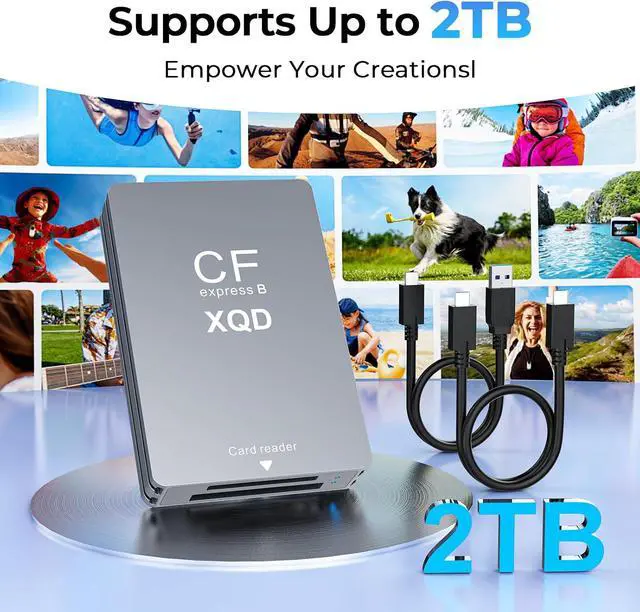 Alt view image 4 of 7 - CFexpress Type B Card Reader with XQD & SD Support USB-C 3.2 Gen 2 10Gbps Aluminum Memory Card Reader for CFexpress Type B XQD and SD UHS-II/UHS-I Cards