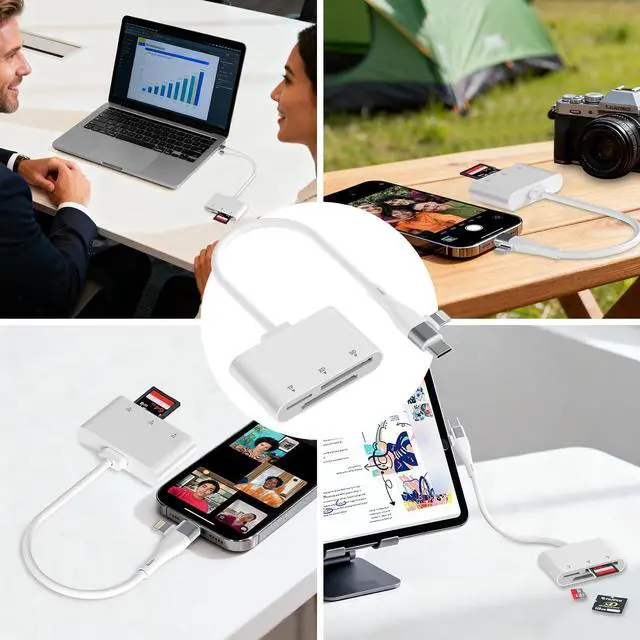 Alt view image 7 of 7 - XD Card Reader for iPhone 17 16 15 14 3-in-1 USB-C & Lightning SD Card Adapter for Olympus xD Picture Card Micro SD Reader for MacBook iPad Android Old Camera Photo Transfer
