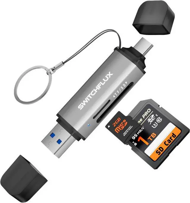 Main image of SD Card Reader USB C 2-in-1 Dual Slot Micro SD Adapter USB 3.0 High Speed Memory Card Reader for SD Micro SD SDHC SDXC Compatible with MacBook Pro/Air iPhone 15/16 iPad Laptop Android