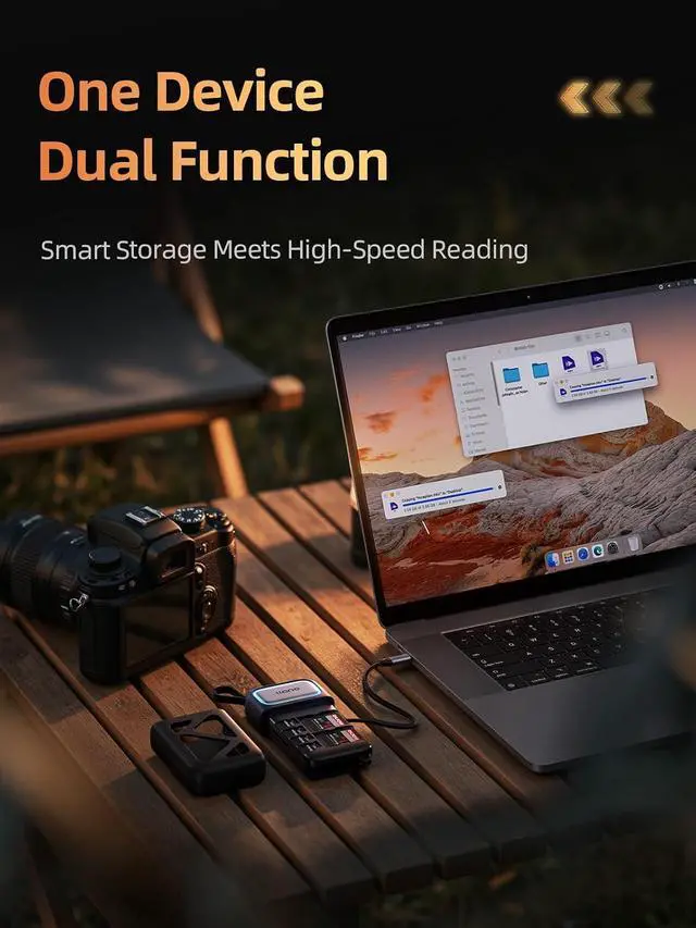 Alt view image 2 of 7 - F13 2-in-1 High-Speed SD/Micro SD Card Reader Adapter(UHS-I Supported) Holder Case Built-in Slot Storage Compatible with iPhone Android PC MacBook Laptop Dual Slot USB Type-C 3.2 Gen1