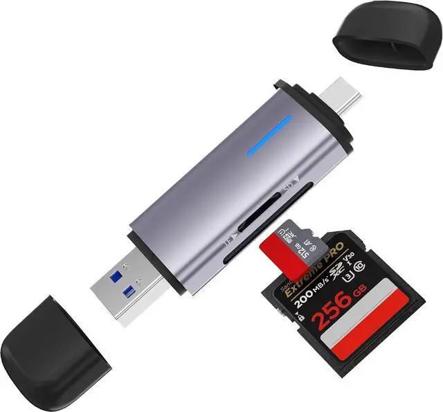 Main image of SD Card Reader 2-in-1 USB-C 3.0 sd Card Reader for iPhone Dual Slot Adapter for MicroSD SDHC SDXC Memory Cards Compatible with iPhone 17/16/15 iPad Android Laptops and Computers.