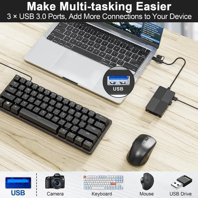 Alt view image 5 of 7 - SD TF MS CF XD Card Reader with 3 USB Ports - 8 in 1 Multi Memory Card Reader Working Simultaneously Memory Stick pro Duo Adapter Supports Micro SD/SDHC/XD Picture Cards for iPhone 17/16/15/14/13