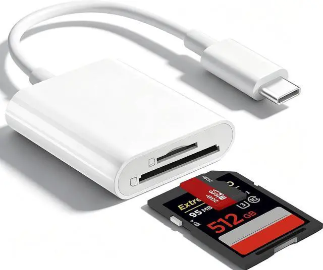 Main image of USB C SD Card Reader for iPhone 17/16/15/iPad/MacBook/Mac USB-C Type C SD Reader 2 Slots Supports SD and MicroSD Memory Card Adapter Digital Camera Adapter Trail Viewer Plug and Play