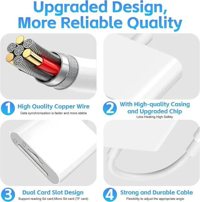 Alt view image 5 of 7 - USB C SD Card Reader for iPhone 17/16/15/iPad/MacBook/Mac USB-C Type C SD Reader 2 Slots Supports SD and MicroSD Memory Card Adapter Digital Camera Adapter Trail Viewer Plug and Play
