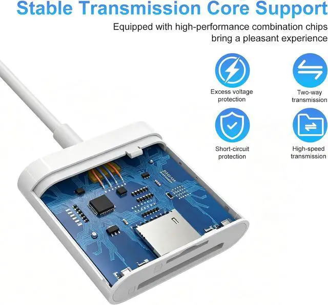 Alt view image 7 of 7 - USB C SD Card Reader for iPhone 17/16/15/iPad/MacBook/Mac USB-C Type C SD Reader 2 Slots Supports SD and MicroSD Memory Card Adapter Digital Camera Adapter Trail Viewer Plug and Play