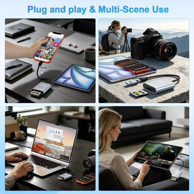 Alt view image 7 of 7 - CFexpress Type A Card Reader USB 3.2 Gen 2 10Gbps 2-in-1 USB-C & USB-A Adapter Portable CFexpress Type A Adapter for Windows/Mac/Linux/Android iPhone/iPad Laptops & Tablets