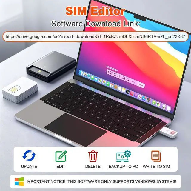 Alt view image 3 of 7 - Type-C SIM Card Reader - Nano Micro Standard SIM Card Adapter with Eject Pin for Windows PC Laptop Read Edit Copy Contacts SMS Messages Nano SIM Adapter Reader for SIM Memory Card Backup Management
