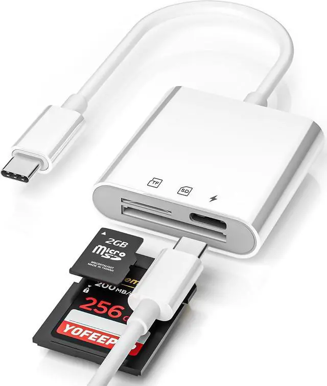 Main image of USB-C SD Card Reader Dual Slot for SD and MicroSD Type C Adapter Compatible with iPhone 17/16/15 iPad Laptop Trail Camera Viewer Plug and Play (SD+TF+PD30W Charging)