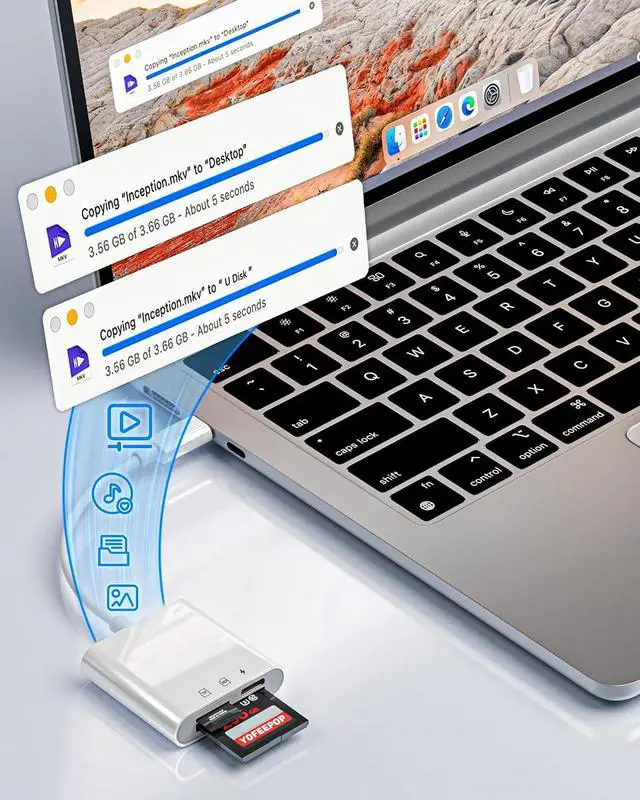Alt view image 2 of 7 - USB-C SD Card Reader Dual Slot for SD and MicroSD Type C Adapter Compatible with iPhone 17/16/15 iPad Laptop Trail Camera Viewer Plug and Play (SD+TF+PD30W Charging)