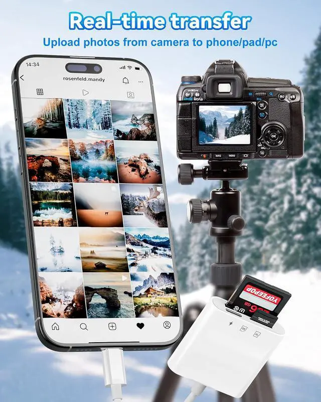Alt view image 4 of 7 - USB-C SD Card Reader Dual Slot for SD and MicroSD Type C Adapter Compatible with iPhone 17/16/15 iPad Laptop Trail Camera Viewer Plug and Play (SD+TF+PD30W Charging)