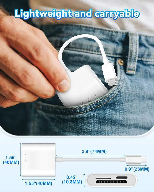 Alt view image 6 of 7 - USB-C SD Card Reader Dual Slot for SD and MicroSD Type C Adapter Compatible with iPhone 17/16/15 iPad Laptop Trail Camera Viewer Plug and Play (SD+TF+PD30W Charging)