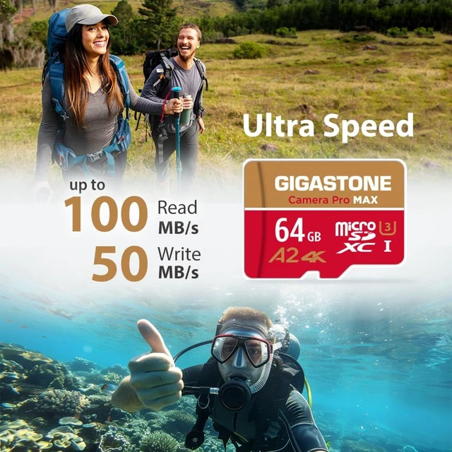 Alt view image 3 of 6 - 5-Years Data Recovery GIGASTONE 64GB Micro SD Card with USB 3.2 Type C Card Reader Camera Pro MAX Speed Up to 100MB/s Compatible with Gopro Dash Cam microSDXC UHS-I A2 V30 U3 C10
