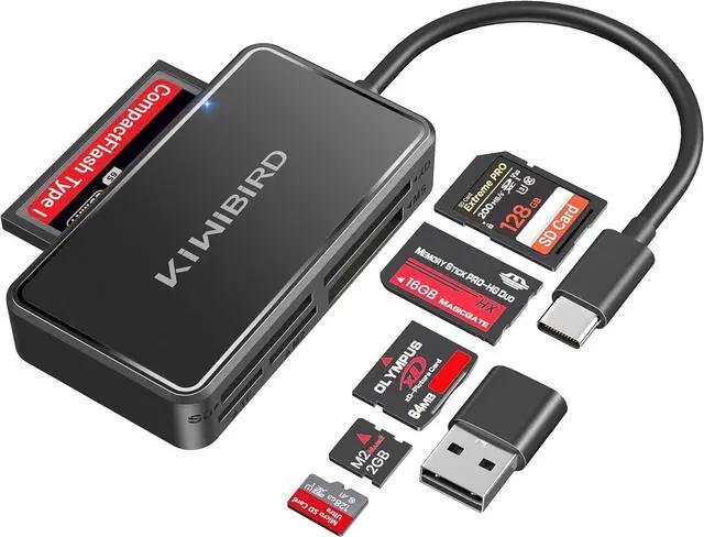 Main image of KiWiBiRD SD Card Reader CF Card Reader USB C Memory Stick Pro Duo Reader | Memory Card reader USB for SD MicroSD Compact Flash MS M2 for PC Camera Laptop iPhone 17 17e Air 16 Pro Max Mac Galaxy S26