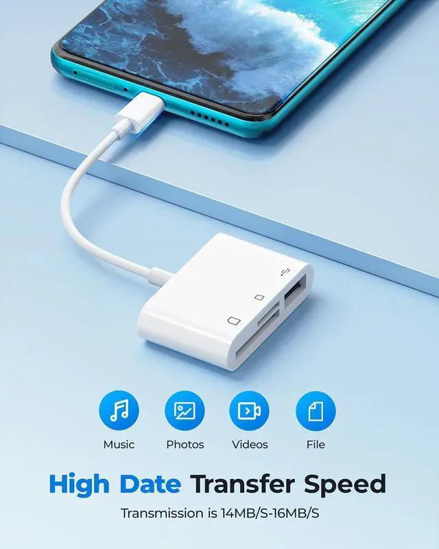 Alt view image 5 of 5 - 3-in-1 USB-C SD Card Reader for Mac with SD Micro SD and USB Female Port Supports SDHC SDXC Upload Photos and Videos