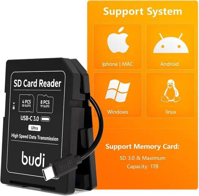 Alt view image 4 of 6 - Micro SD Memory Card Reader with 8 Slots TF-Styled Memory Card Storage Case Supports USB Type-C and USB Compatible with iPhone 16/15/14/13/12/11/Pro Max/Tablets/Android/Mac (TF&SD Card)