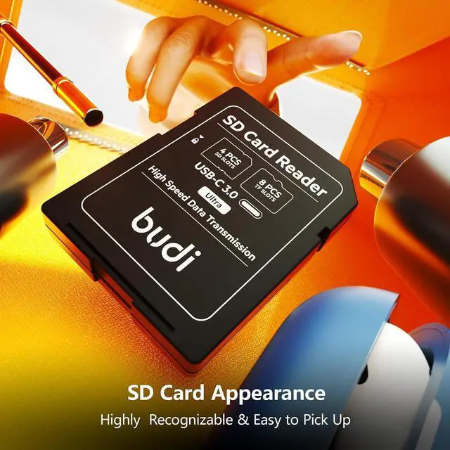 Alt view image 5 of 6 - Micro SD Memory Card Reader with 8 Slots TF-Styled Memory Card Storage Case Supports USB Type-C and USB Compatible with iPhone 16/15/14/13/12/11/Pro Max/Tablets/Android/Mac (TF&SD Card)